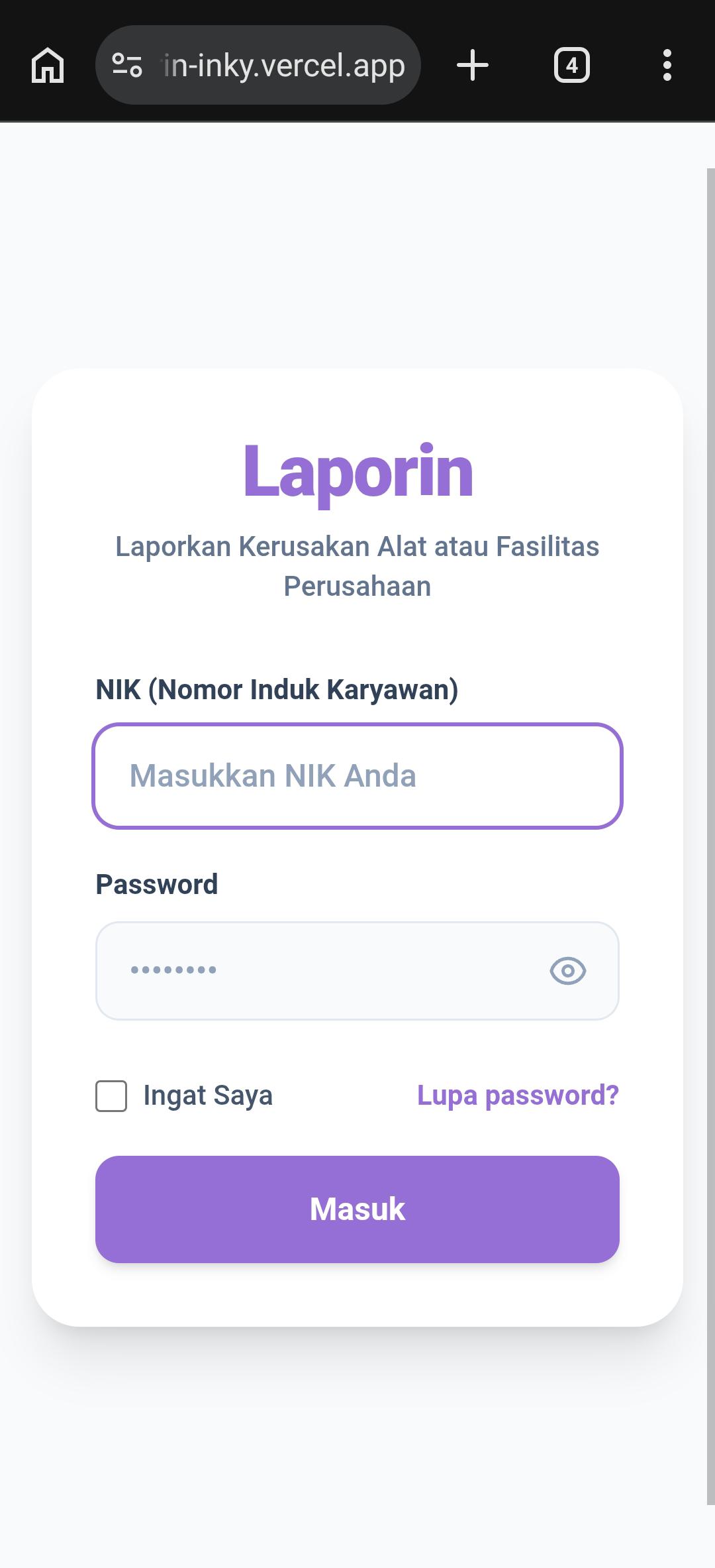 Laporin Dashboard UI